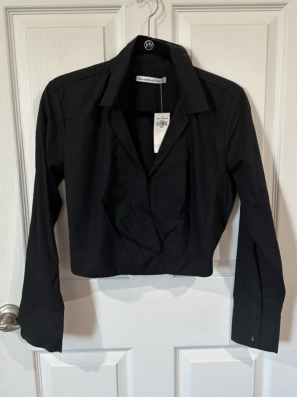 Abercrombie & Fitch Black Cropped Button-Down Shirt